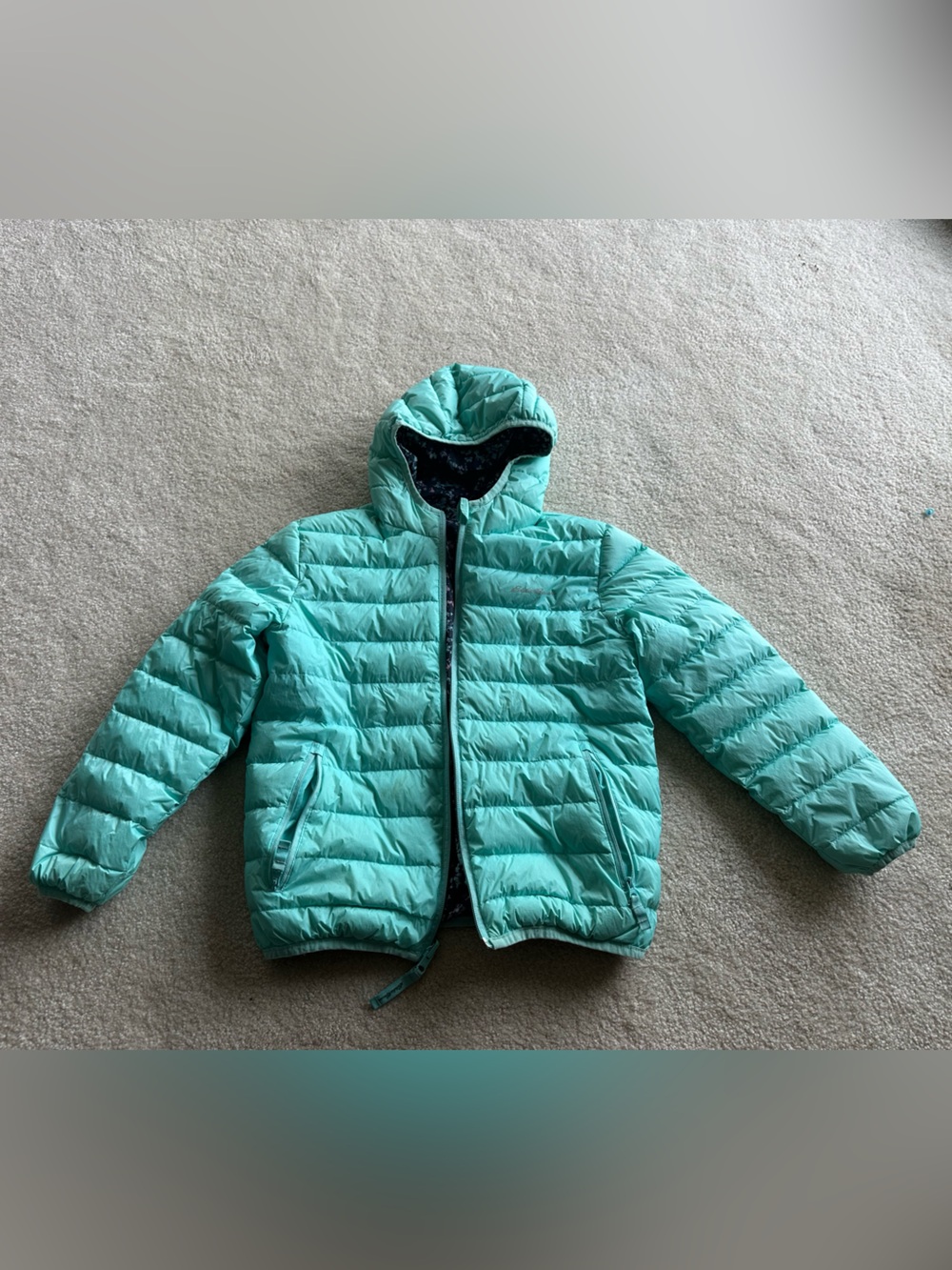 Eddie Bauer Teal Hooded Puffer Jacket